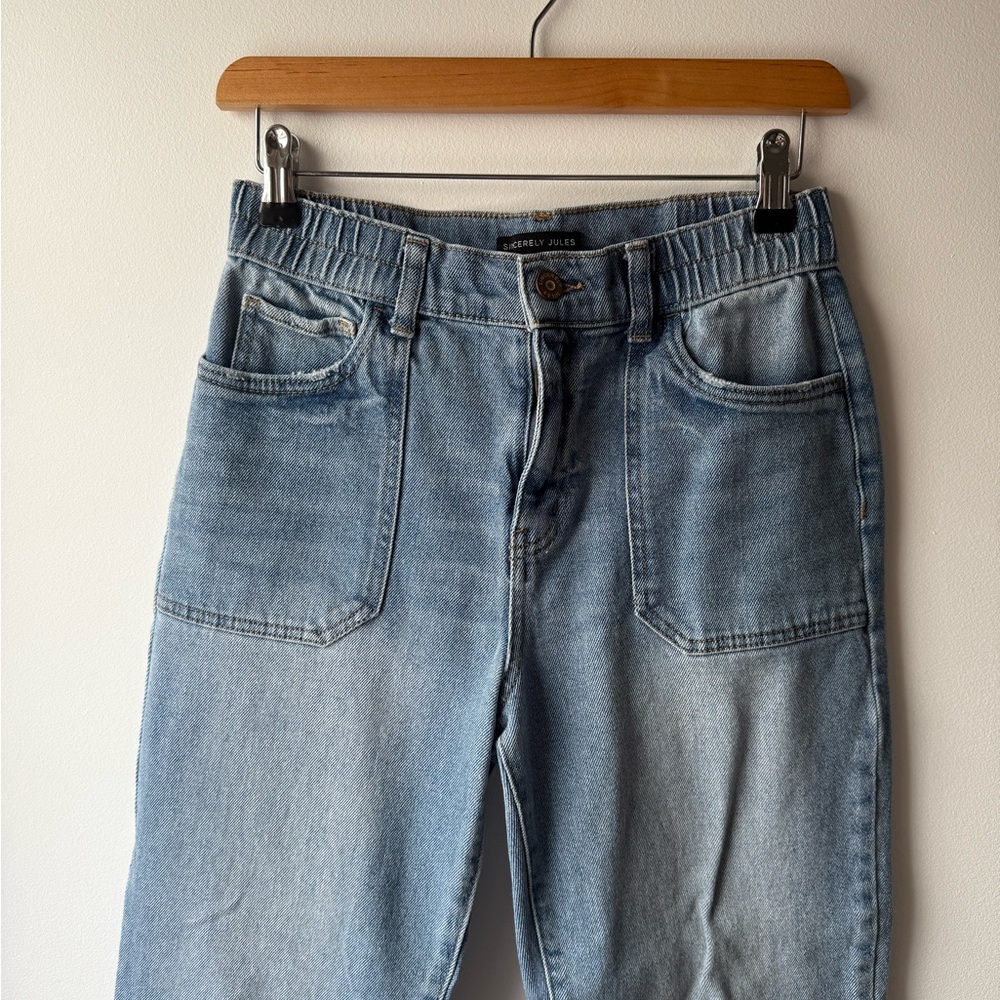 Cotton Stretchy Women's Classic Blue Straight Leg Jeans